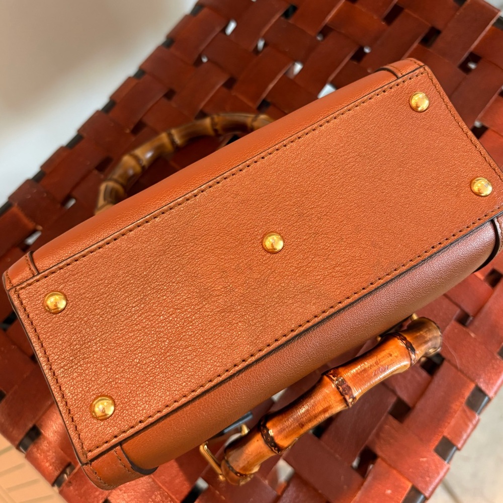 Gucci Diana Bamboo Handle Small Leather Crossbody Tote Bag Brown Small Mini - Picture 12 of 16